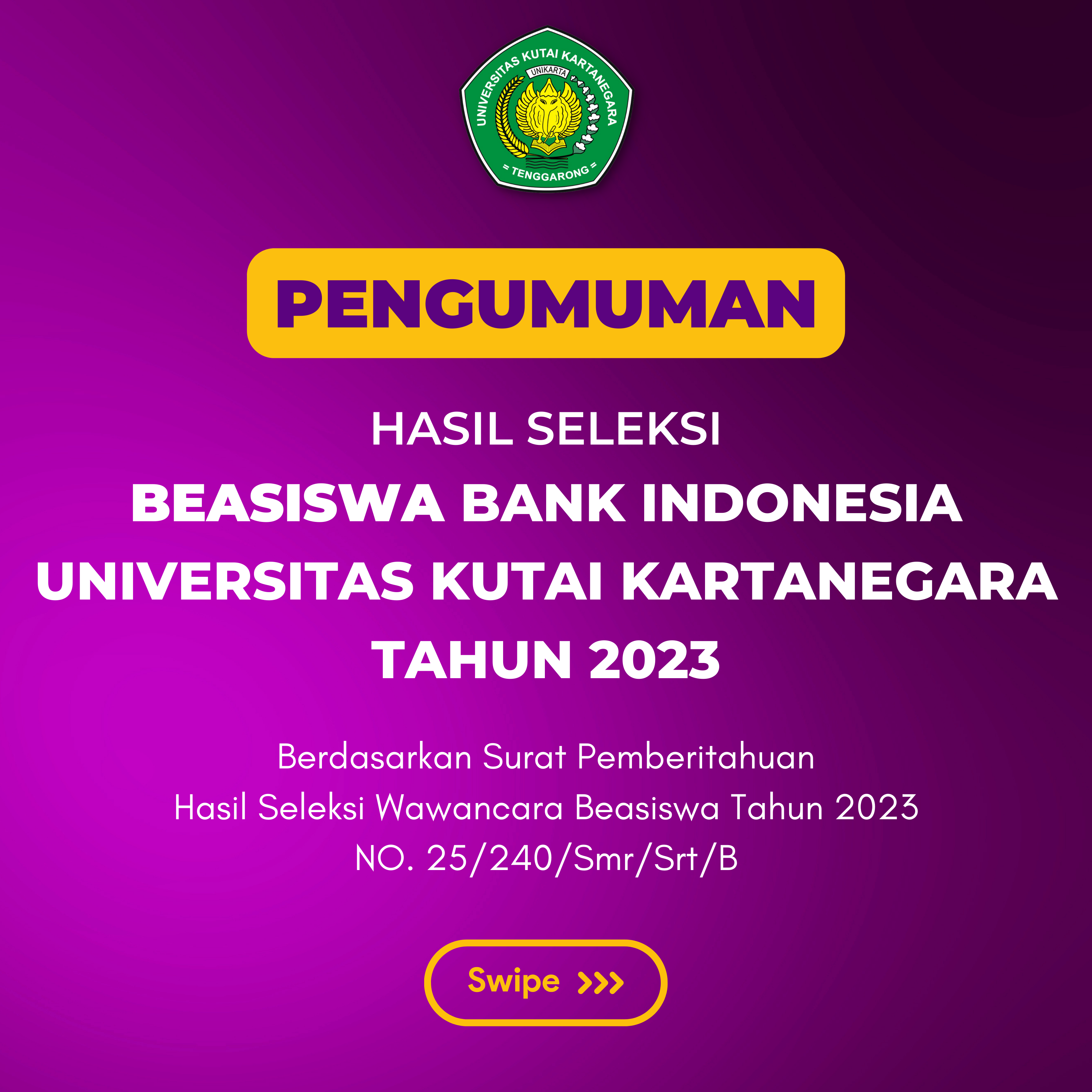 Hasil Seleksi Beasiswa Bank Indonesia Universitas Kutai Kartanegara Tahun 2023 Universitas 5626